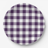 Lila und weißes Gingham-Muster Pappteller (Vorderseite)