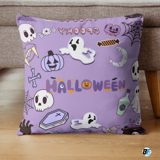 Lila und weißes Halloween - süß Kissen (#ordernow)