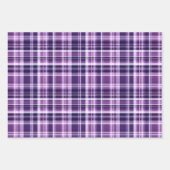 Lila und weißes Kariertes Trio Geschenkpapier Set (Vorderseite 2)