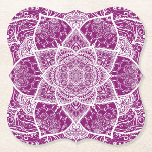 Lila und weißes Mandala - Loergann in Dahlia Untersetzer