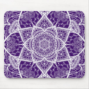 Lila und weißes Mandala - Loergano, Boysenberry Mousepad