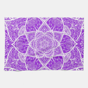 Lila und weißes Mandala - Loergano in Anemone Geschirrtuch