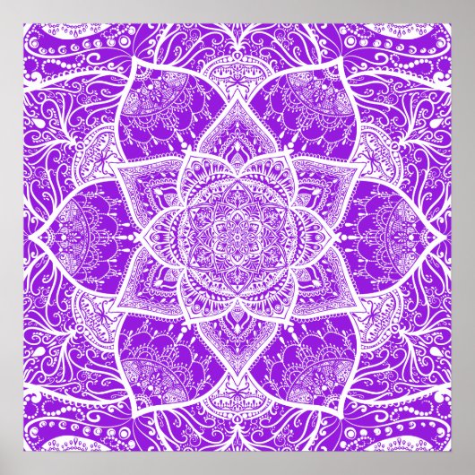 Lila und weißes Mandala - Loergano in Anemone Poster (Vorne)