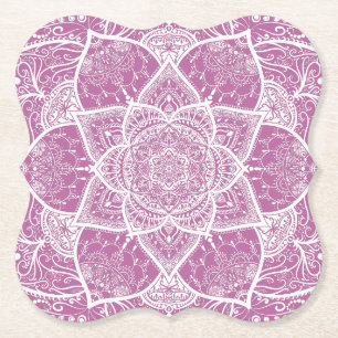Lila und weißes Mandala - Loergano in Clover Untersetzer
