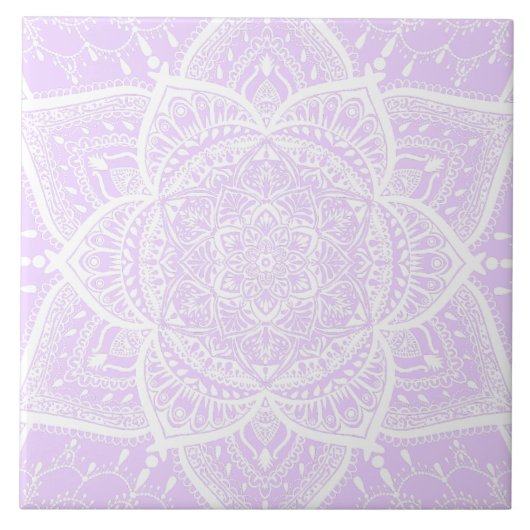 Lila und weißes Mandala - Loergano in Lilac Fliese (Vorderseite)