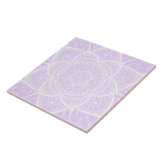 Lila und weißes Mandala - Loergano in Lilac Fliese (Seite)