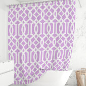 Lila und weißes marokkanisches Trellis-Muster Duschvorhang