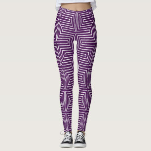 Lila und weißes mattes afrikanisches Muscheltuch Leggings