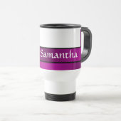 Lila und weißes mit Monogramm Reisebecher (VorderseiteRechts)