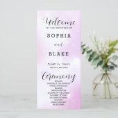 Lila und weißes modernes Hochzeitsprogramm (Stehend Vorderseite)