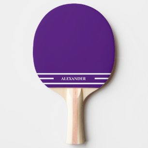 Lila und weißes Pingpongpaddel mit Name Tischtennis Schläger
