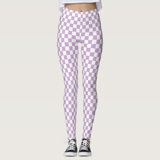 Lila und weißes Prüfmuster Leggings (Vorderseite)