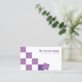 Lila und weißes Schachbrett Beruflich Stilvoll Visitenkarte (Stehend Vorderseite)