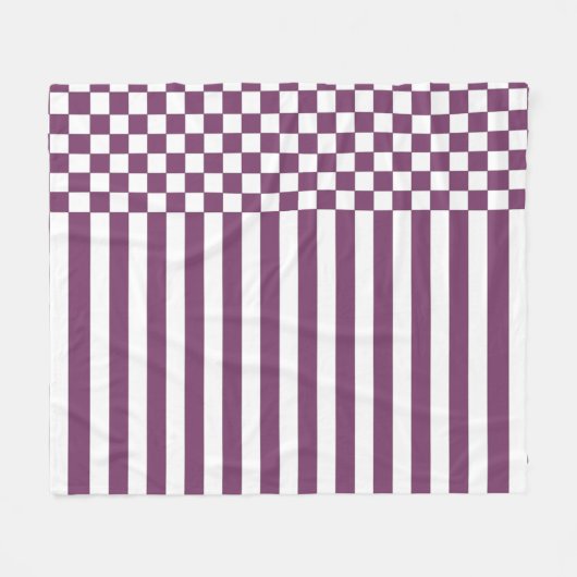 Lila und weißes Schachbrett und Streifen Wiederhol Fleecedecke (Vorderseite (Horizontal))
