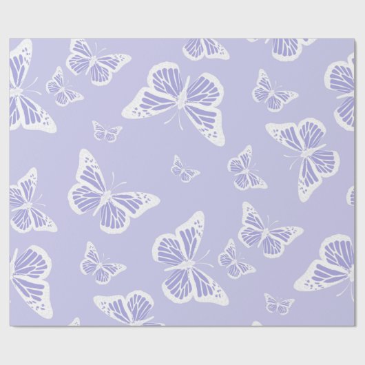 Lila und weißes Schmetterlingsmuster Geschenkpapier (Flach)