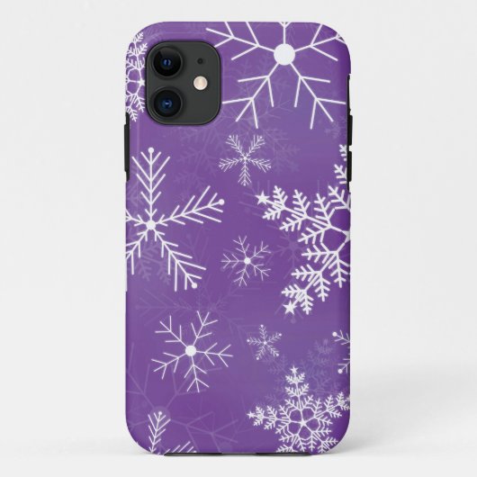 Lila und weißes Schneeflocke-Muster Case-Mate iPhone Hülle (Rückseite)