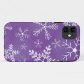Lila und weißes Schneeflocke-Muster Case-Mate iPhone Hülle (Rückseite (Horizontal))