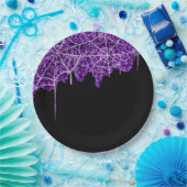 Lila und weißes Spinnennetz Halloween Pappteller (Party)