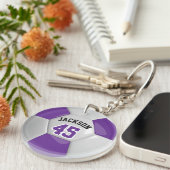 Lila und weißes Team Fußball ⚽ Ball Schlüsselanhänger (Vorderseite rechts)