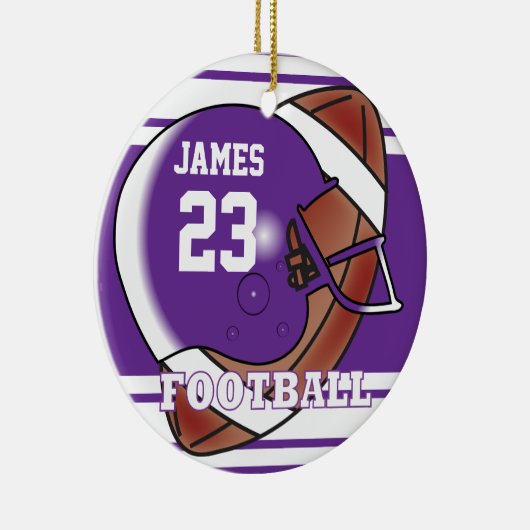 Lila- und Weißfußball | DIY Name & Number Keramik Ornament (Rechts)