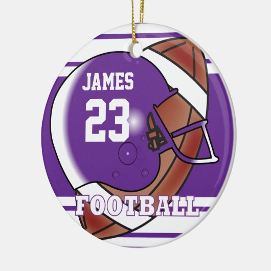 Lila- und Weißfußball | DIY Name & Number Keramik Ornament (Links)