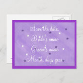 Lila- und Weißsteine Save the Date Postkarten (Vorne/Hinten)