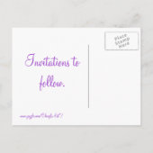 Lila- und Weißsteine Save the Date Postkarten (Rückseite)