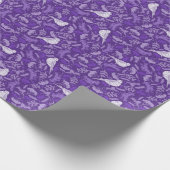 Lila und Winter-Weißbird-Blumenmuster Geschenkpapier (Ecke)