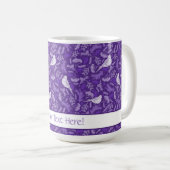 Lila und Winter-Weißbird-Blumenmuster Kaffeetasse (VorderseiteRechts)
