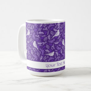 Lila und Winter-Weißbird-Blumenmuster Kaffeetasse