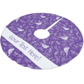 Lila und Winter-Weißbird-Blumenmuster Polyester Weihnachtsbaumdecke (Schrägansicht)