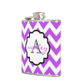 Lila und Zickzack Monogramm-Flasche Flachmann (Links)
