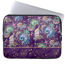 Lila Underwater Luxe | Dark Pastel Gold Sea Life Laptopschutzhülle