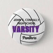 Lila Uni-Volleyball-Schulmannschaft Button (Vorderseite)
