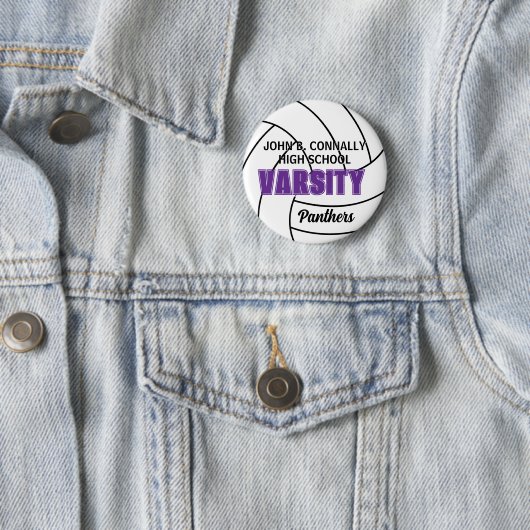 Lila Uni-Volleyball-Schulmannschaft Button (Beispiel)