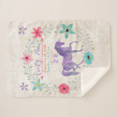 Lila Unicorn Baby Girl Stats Wasserfarben Wreath Sherpadecke (Vorderseite (Horizontal))