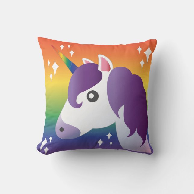 Lila Unicorn Emoji Schein mit Regenbogen-Kissen Kissen (Vorderseite)