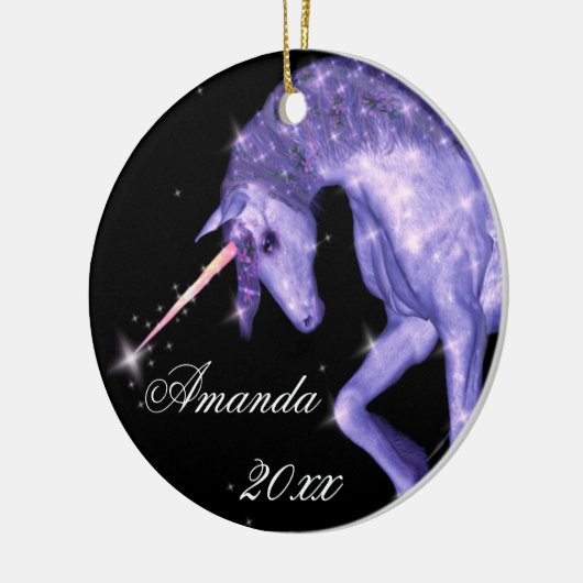 Lila Unicorn-Fantasie Keramikornament (Links)