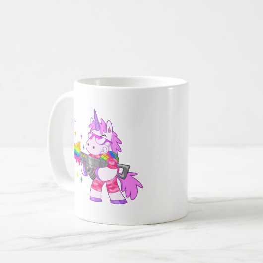 Lila Unicorn - Gewehr Kaffeetasse (Vorderseite Links)