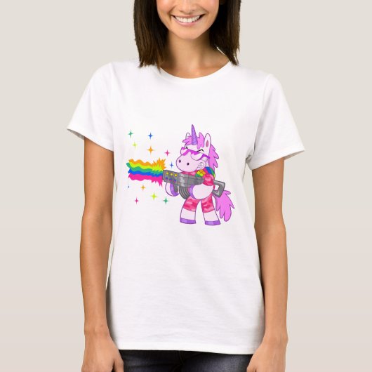 Lila Unicorn - Gewehr T-Shirt (Vorderseite)