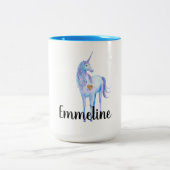 Lila Unicorn Gold Glitzer Herz personalisiert Zweifarbige Tasse (Mittel)