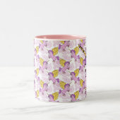 Lila Unicorn-Grafik Zweifarbige Tasse (Mittel)