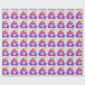 Lila Unicorn kacken Emoji Verpackungs-Papier Geschenkpapier (Flach)