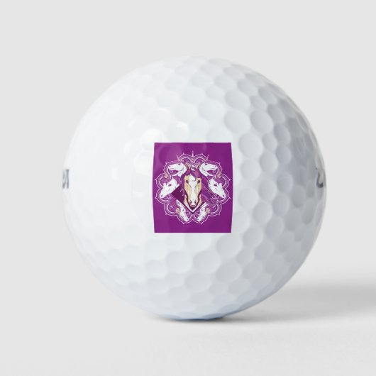 Lila Unicorn Mandala Golfball (Vorderseite)