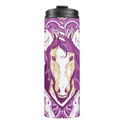 Lila Unicorn Mandala Thermosbecher (Vorderseite)
