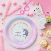 Lila Unicorn Pastel Holographische Starry Galaxie Pappteller (Party)