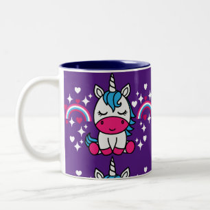 Lila Unicorn Pony Zweifarbige Tasse