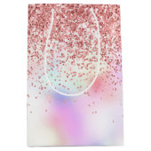 Lila Unicorn-Regenbogen-Glitzer Mittlere Geschenkt Geschenktüte (Vorderseite)