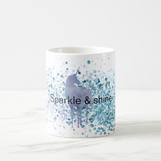 Lila Unicorn Sparkle Aqua Glittery Confetti Verwandlungstasse (Mittel)