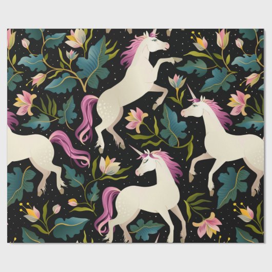 Lila Unicorns Geschenkpapier (Flach)